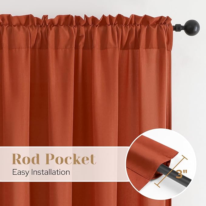 HOMEIDEAS Non-See-Through Fall Burnt Orange Privacy Sheer Curtains, 52 X 84 - Image 5