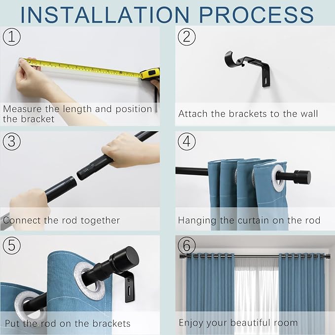 Byondeth Curtain Rods for Windows 16 to 120 Inches 2 Pack Adjustable Length 1 - Image 8