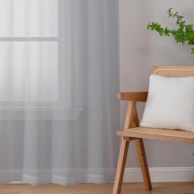 Chyhomenyc Light Grey Sheer Curtains 120 Inches Long - Image 2