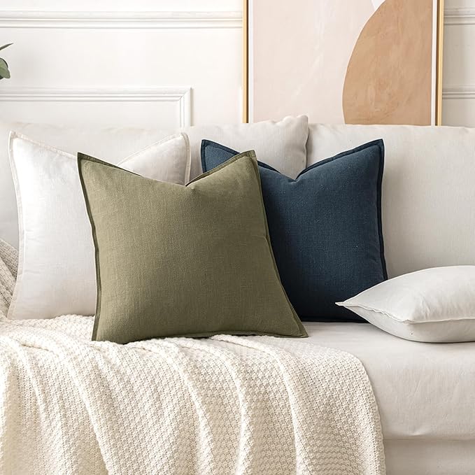 MIULEE Decorative Linen Euro Sham Pillow Covers 26x26 Navy Blue ​Boho - Image 4