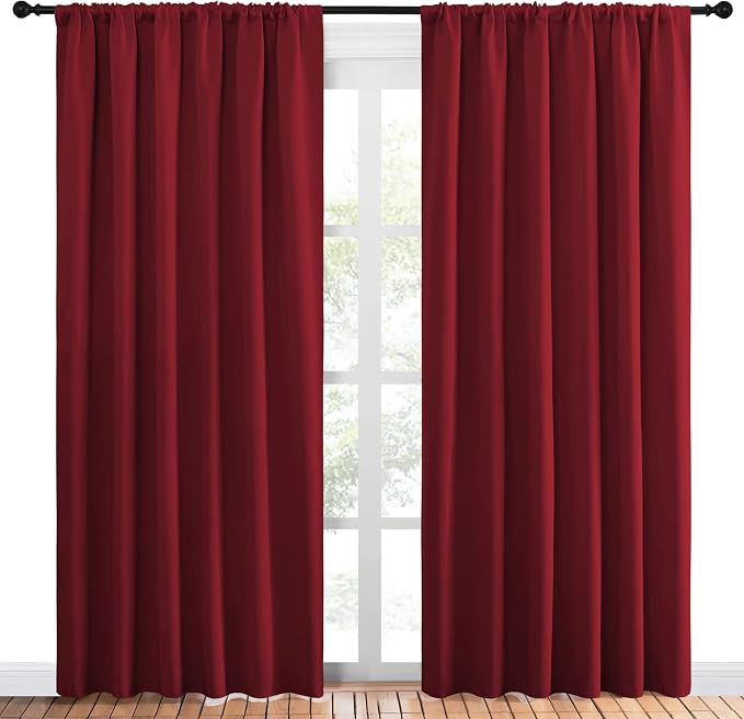 NICETOWN Christmas Burgundy Blackout Curtains and Drapes - Image 2