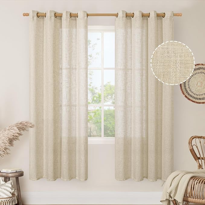 LAMIT Semi Sheer Linen Curtains 78 Inch Length - Image 2