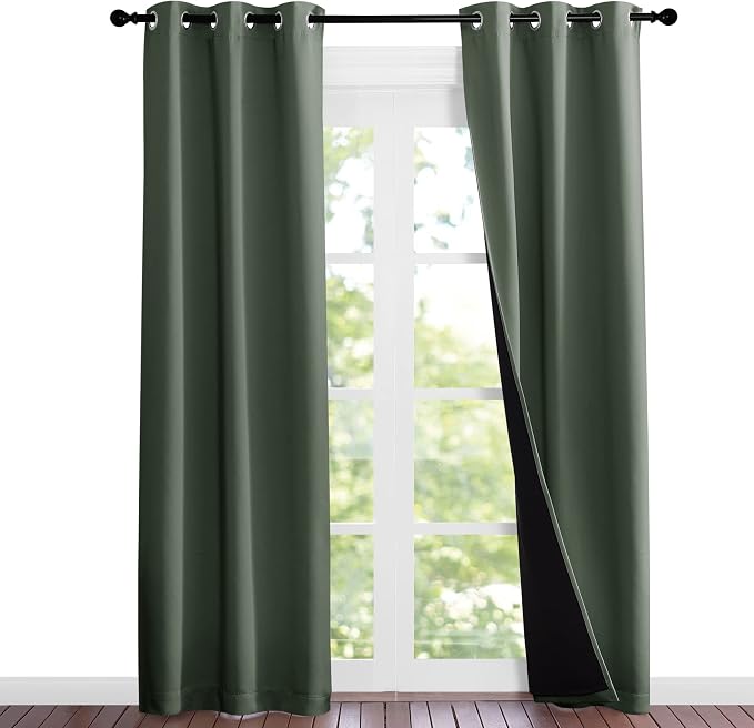 NICETOWN Dark Mallard Blackout Curtains 84 inches Long, Full Light Blocking - Image 2