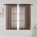 Chocolate Sheer Curtains for Bedroom Living Room 45 Inch Length 2 Panels by WelvetBLK