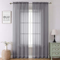 Lecloud Charcoal Grey Sheer Curtains 90 Inches Long 2 Panels, Light Filtering by Lecloud