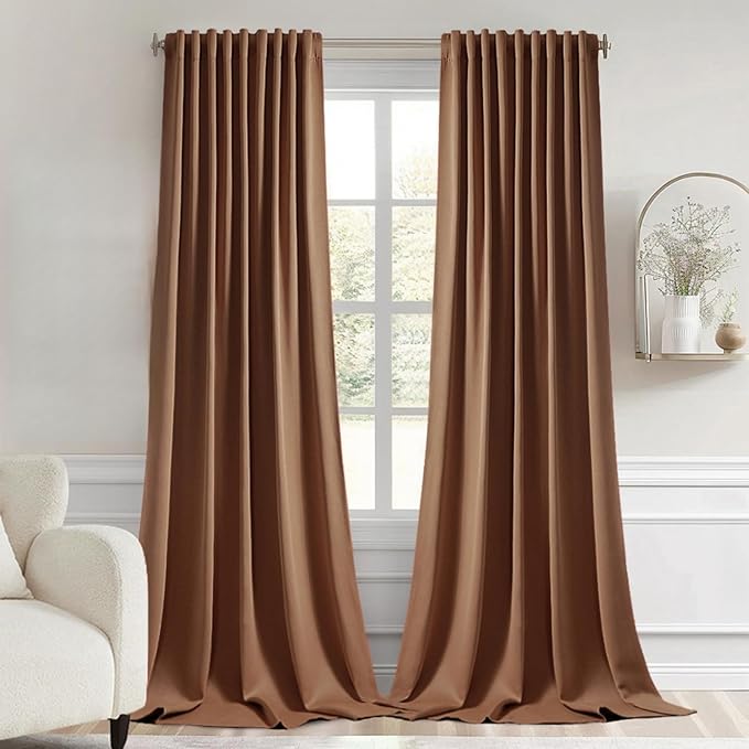 MIULEE Cappuccino Brown Back Tab Blackout Curtains 52x108 Inch 2 Panels Set | by MIULEE