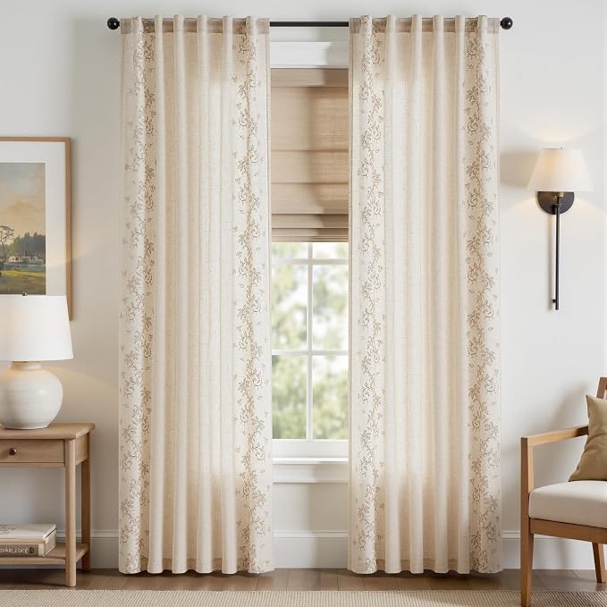 jinchan Evelyn Embroidered Linen Curtains - Image 2