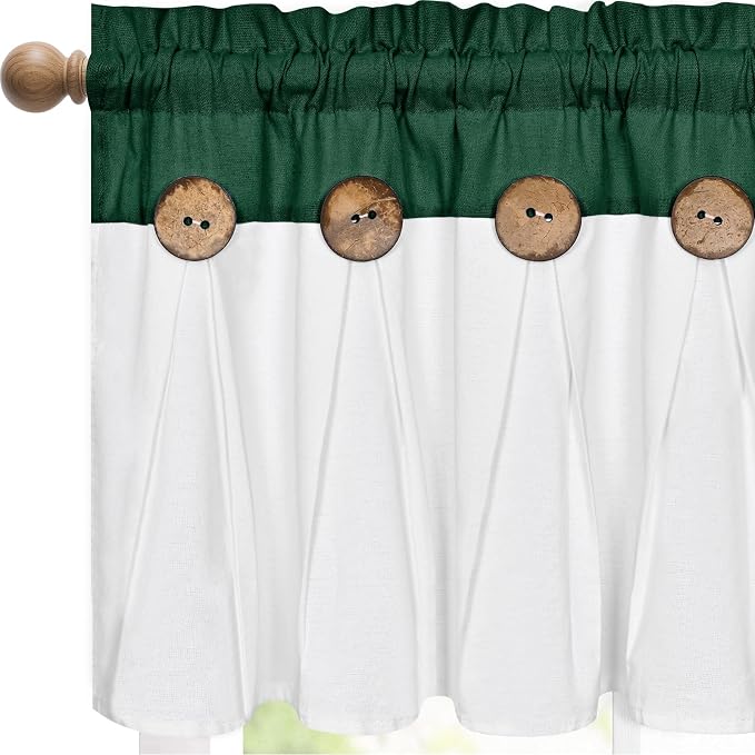 FRAMICS Farmhouse Valance Curtains, Boho Cotton Linen Kitchen Valance, Country - Image 6