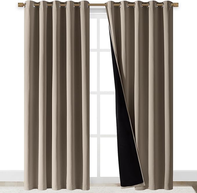 NICETOWN Taupe Full Shade Curtain Panels, Pair of Energy Smart & Noise Blocking by NICETOWN