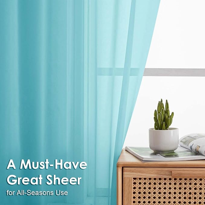 OVZME Sheer Curtains 84 Inches Long 2 Panels Set, Light Filtering Transparent - Image 5