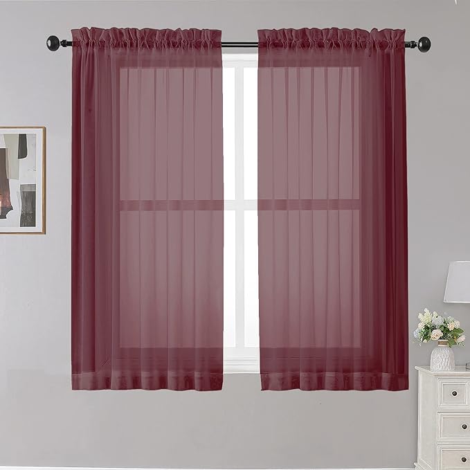 OWENIE Sheer Curtains, 2 Panels, Cafe Curtains by OWENIE