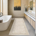 Beige Boho Bathroom Rug 2x7 by HazoHaus