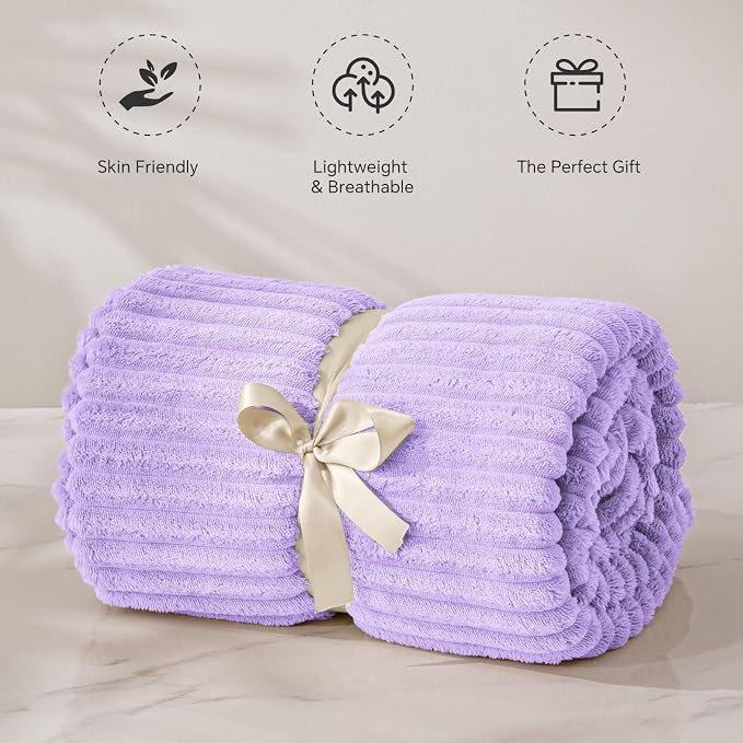 BEDELITE Fleece Blanket Twin Size – 3D Ribbed Jacquard Soft and Warm Decorative - Image 4