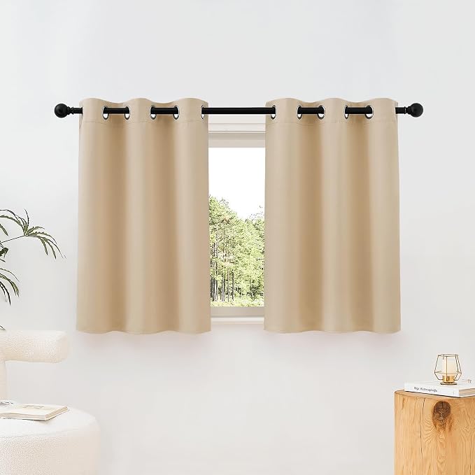 NICETOWN Beige Room Darkening Curtains Blackout 30 inch Curtains by NICETOWN