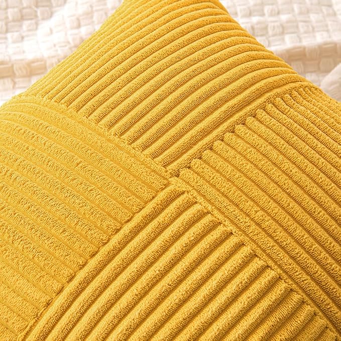 MIULEE Mustard Yellow Decorative Throw Pillow Covers 20x20 Inch - Image 2