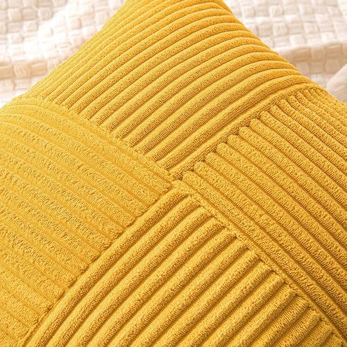 MIULEE Mustard Yellow Decorative Throw Pillow Covers 18x18 Inch - Image 2