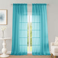OWENIE Extra Long Turquoise Sheer Curtains 96 Inches Long 2 Panels Set by OWENIE