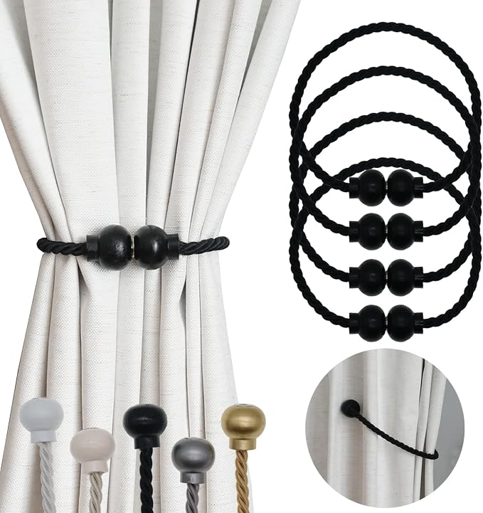 4 Pack Magnetic Curtain Tiebacks Modern Handmade Rope Curtain Tie Backs by HIASTRA
