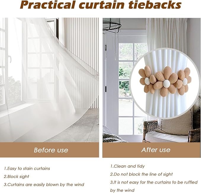 SRG Sunflower Curtain Tiebacks-2 Pack | Curtain Holdbacks - Image 4