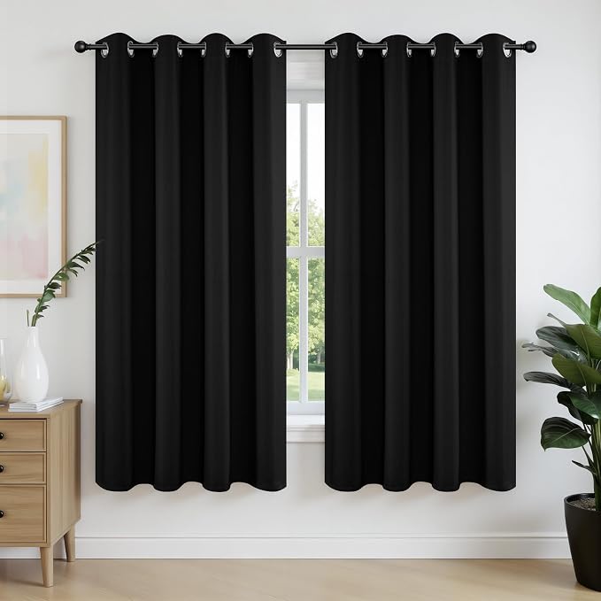 Joydeco Blackout Curtains 63 Inch Length 2 Panels Set, Thermal Insulated Long by JOYDECO