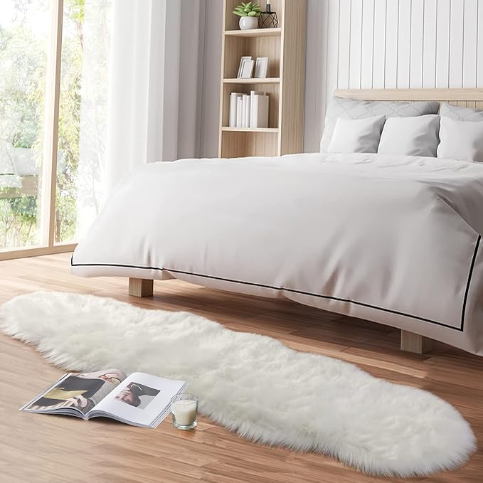 Faux Fur Rug for Bedroom, Fluffy Runner Rugs Soft Sheepskin Rug Sofa Couch Seat - Image 3