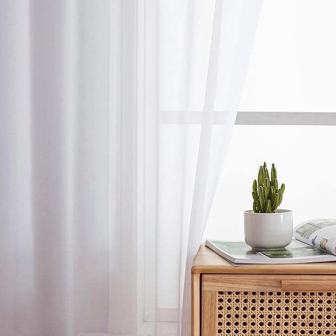 Aiyufeng Voile Sheer Window Curtains 120 inch Extra Long, Rod Pocket Elegant - Image 6
