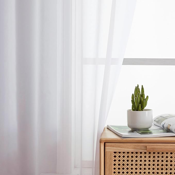 Aiyufeng 108 Inch White Sheer Window Curtains - Image 5