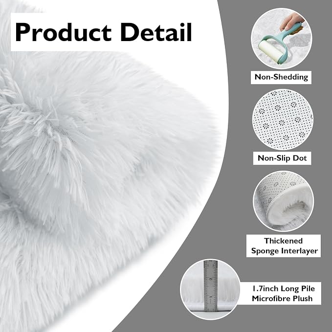 yulidayang White Fluffy Round Area Rugs - Image 3