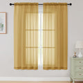 Sheer Gold Curtains for Bedroom Living Room 63 Inch Length 2 Panels, Airy Soft by WelvetBLK