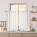 Nanspring 45 Inch Beige White Curtains Linen by Nanspring
