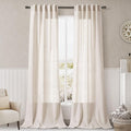 Beige Flax Linen Curtains 84 inches Long by Nanspring