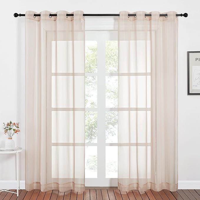 NICETOWN Voile Taupe Sheer Curtains 84 Inches Long, Grommet Airy & Lightweight by NICETOWN
