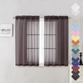 Lecloud Sheer Curtains 45 Inch Length 2 Panels Set, Chocolate Solid Voile Rod by Lecloud