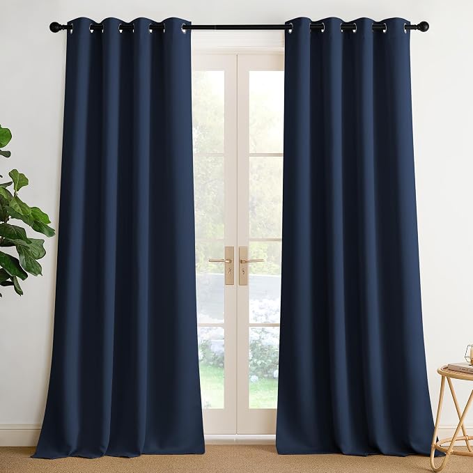 NICETOWN Navy Blue Blackout Draperies Heat Insulated Curtain 95 inch by NICETOWN