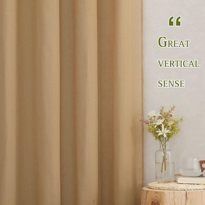 NICETOWN Linen Blend Flax Sheer Window Curtains & Drapes, Grommet Semi Sheer - Image 2