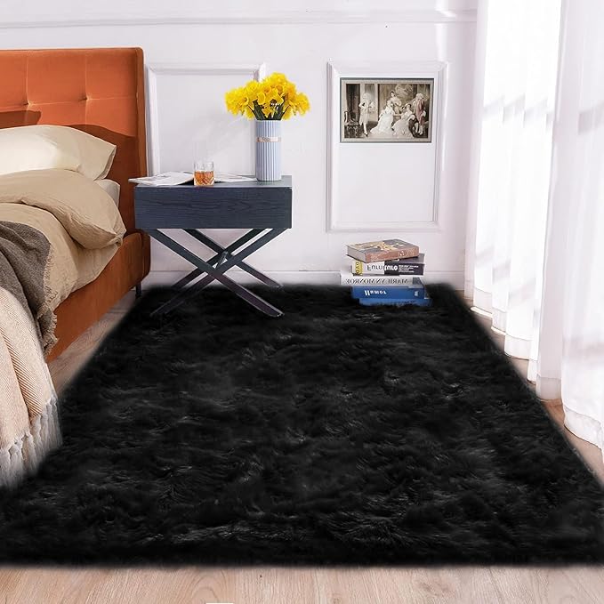 ORINOVA Black Rug for Bedroom 5x7 Area Rugs for Living Room Washable Shaggy by ORINOVA