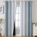 Estelar Textiler Stone Blue and Greyish White Ombre Blackout Curtains 90 Inch by ESTELARTEXTILER