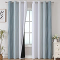 Estelar Textiler Stone Blue and Greyish White Blackout Curtains 96 Inches Long by ESTELARTEXTILER