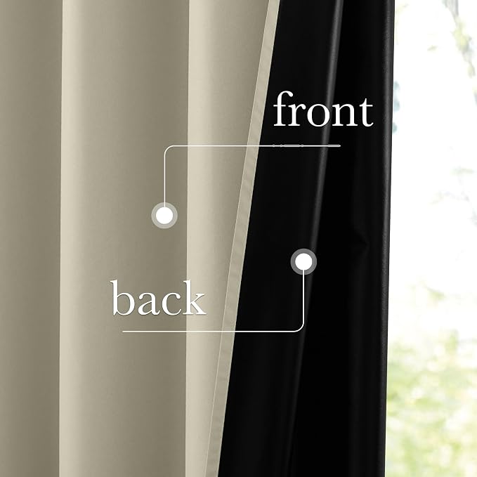 NICETOWN 100% Blackout Muted Beige Curtains 84 inches Long, Grommet Energy - Image 4