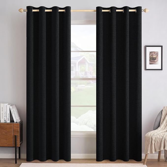 MIULEE Linen Texture 90 Inches Curtains by MIULEE