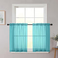 Turquoise Kitchen Curtains 30 Inch Length Tier 2 PCS, Solid Soft Half Curtains by WelvetBLK