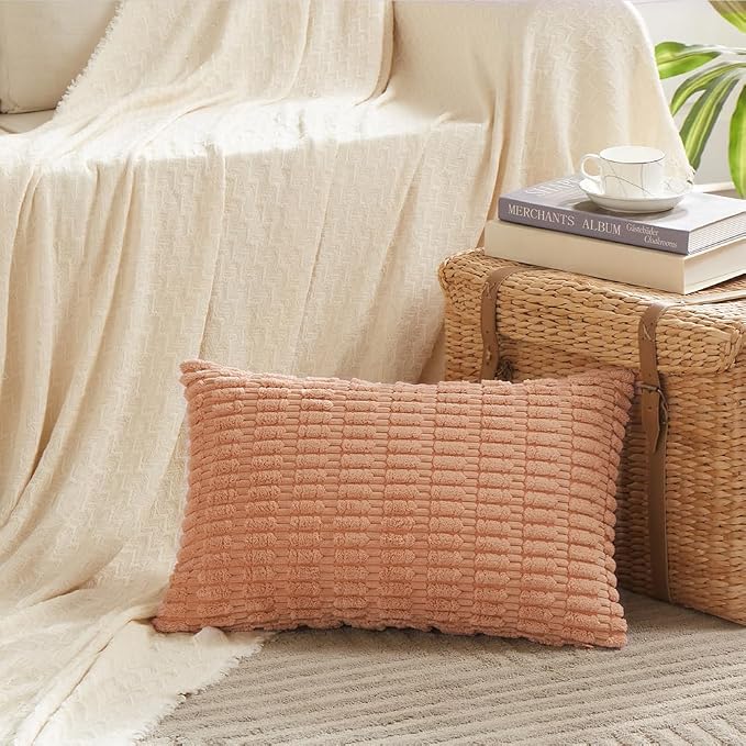 Fancy Homi 4 Packs Peach Decorative Throw Pillow Covers 16x24 Inch - Image 2