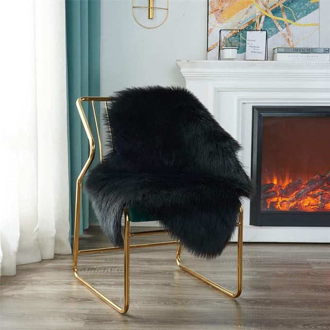 EasyJoy Ultra Soft Fluffy Shaggy Area Rug Faux Fur Rug Chair Cover Seat Pad - Image 5