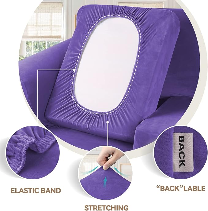 WEERRW 4 Pieces Velvet High Stretch Couch Covers - Image 3