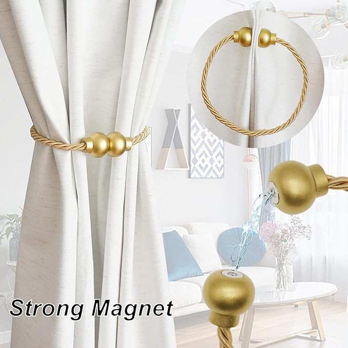 6 Pack Magnetic Curtain Tiebacks Modern Handmade Rope Curtain Tie Backs - Image 2