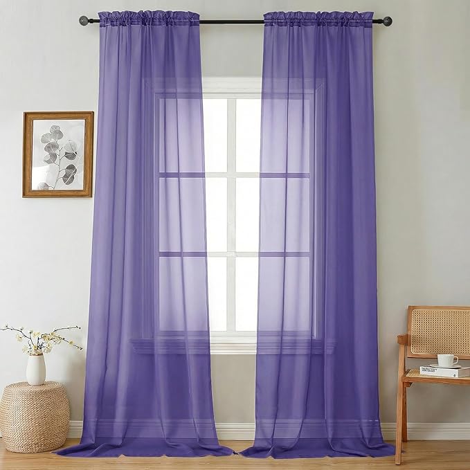 Gwine Extra Long Sheer Curtains 108 Inches Long by Gwine