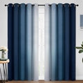 Yakamok Blue and Greyish White Ombre Curtains, Room Darkening Gradient Color by Yakamok