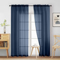 Navy Blue Sheer Curtains 84 Inches Long 2 Panels, Elegant Airy Transparent by Home
