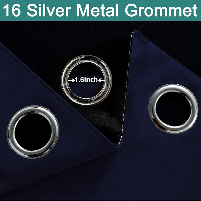 Yakamok 100% Blackout Thermal Insulated Grommet Curtains, Noise Reducing - Image 6