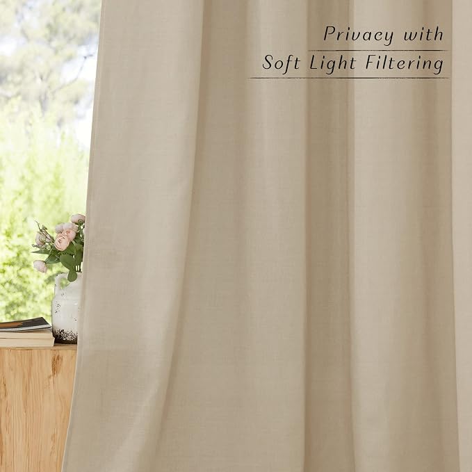 NICETOWN Thick Linen Blend Flax Angora Curtains 63 inches Long, Grommet Linen - Image 5